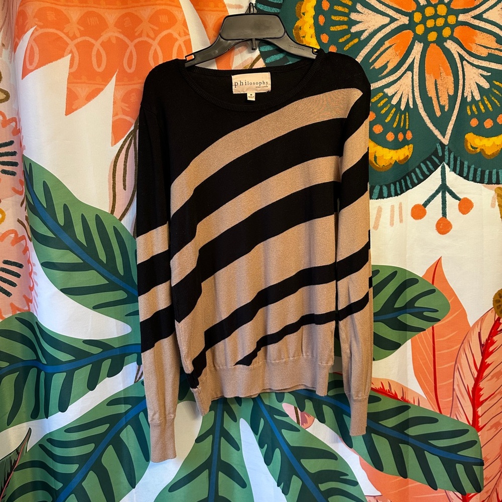 Philosophy Black and Tan Knit Top